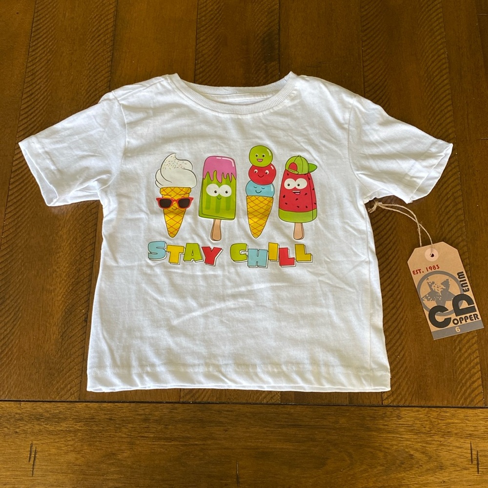 NWT Copper Denim 6 Stay Chill Ice Cream T Shirt